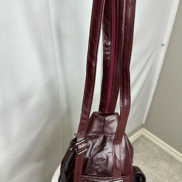 Women’s Brown Burgundy Leather Sling Bag with adjustable straps - Picture 9 of 9